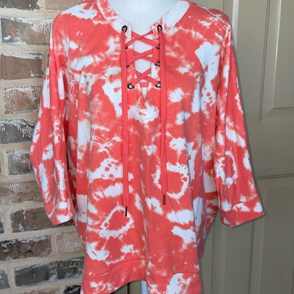 French Laundry Sweatshirt Project Plus Size Lace Front Sweatshirt 3/4 Sleeve 2X - Picture 7 of 11